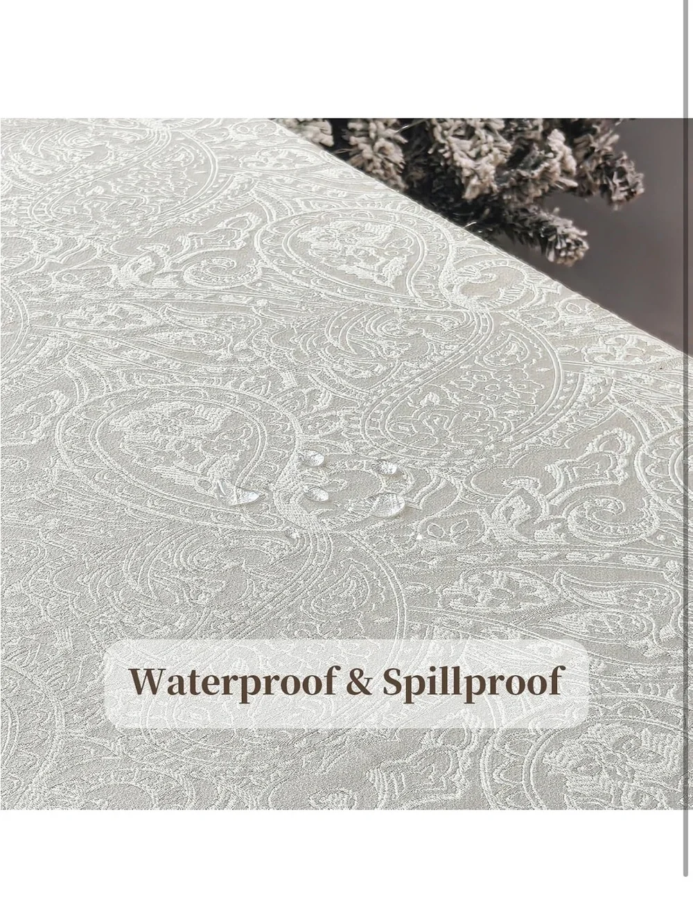 NEW ZIWUROAD Jacquard Rectangle Tablecloth, Floral Design.Heavy. Milky White